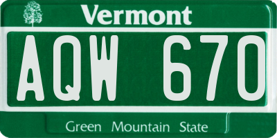 VT license plate AQW670