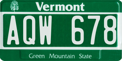 VT license plate AQW678