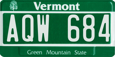 VT license plate AQW684