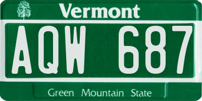 VT license plate AQW687
