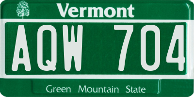 VT license plate AQW704