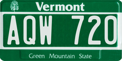 VT license plate AQW720