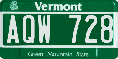 VT license plate AQW728