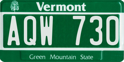 VT license plate AQW730