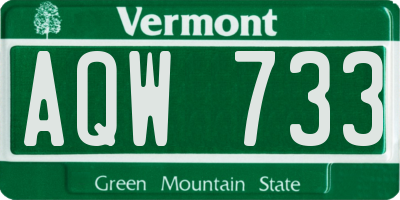VT license plate AQW733