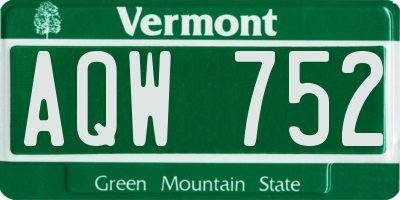 VT license plate AQW752