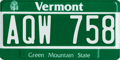 VT license plate AQW758
