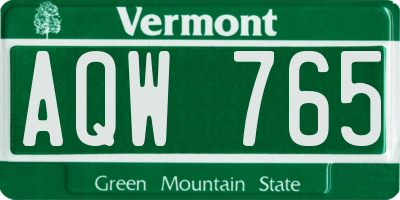 VT license plate AQW765