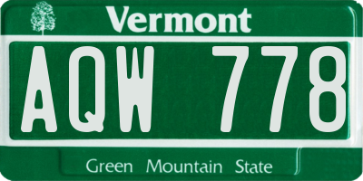 VT license plate AQW778