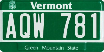 VT license plate AQW781