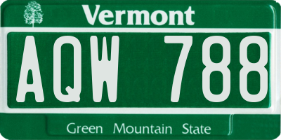 VT license plate AQW788