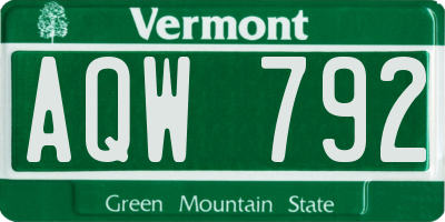 VT license plate AQW792