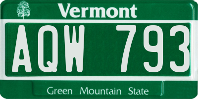 VT license plate AQW793