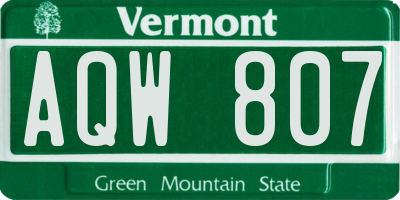 VT license plate AQW807