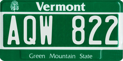 VT license plate AQW822