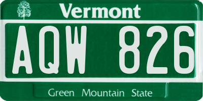VT license plate AQW826