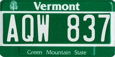 VT license plate AQW837