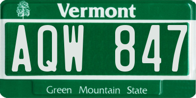 VT license plate AQW847