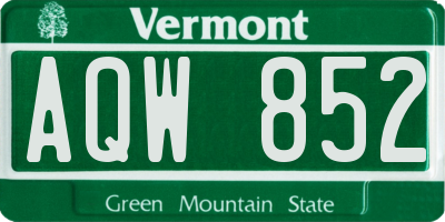 VT license plate AQW852