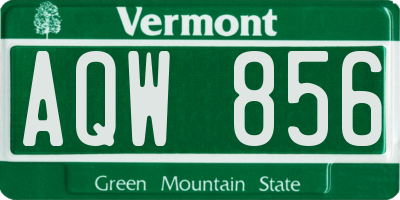 VT license plate AQW856