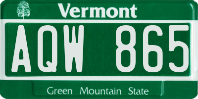 VT license plate AQW865