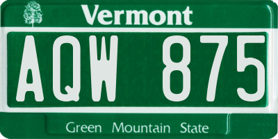 VT license plate AQW875