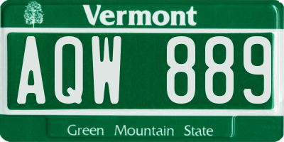 VT license plate AQW889
