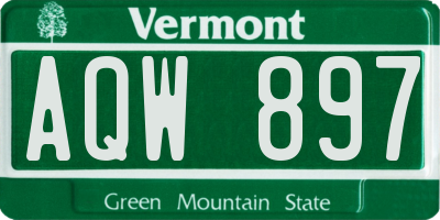 VT license plate AQW897