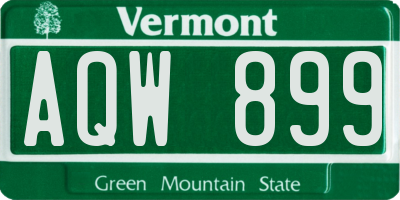 VT license plate AQW899
