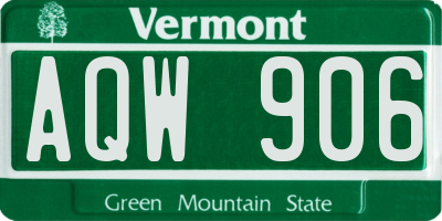 VT license plate AQW906