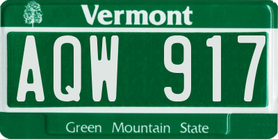 VT license plate AQW917