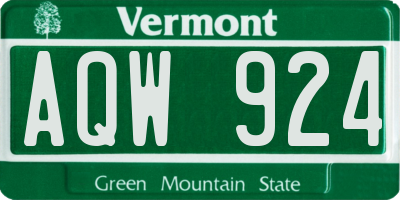 VT license plate AQW924