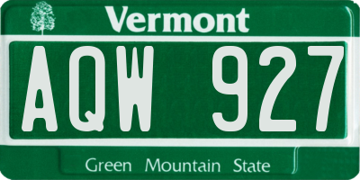 VT license plate AQW927