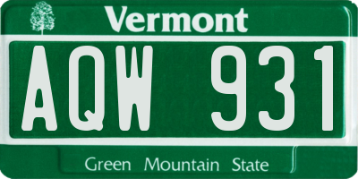 VT license plate AQW931