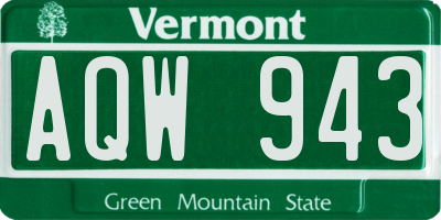 VT license plate AQW943
