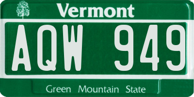 VT license plate AQW949