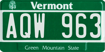 VT license plate AQW963