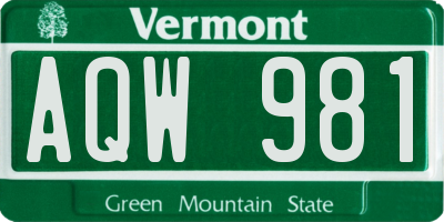 VT license plate AQW981
