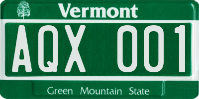 VT license plate AQX001