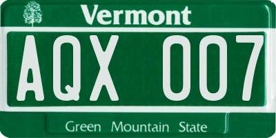 VT license plate AQX007
