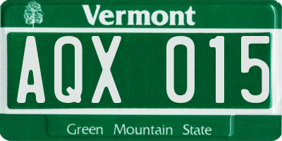 VT license plate AQX015