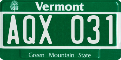 VT license plate AQX031