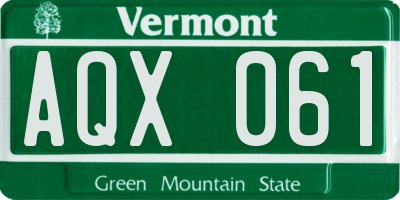 VT license plate AQX061