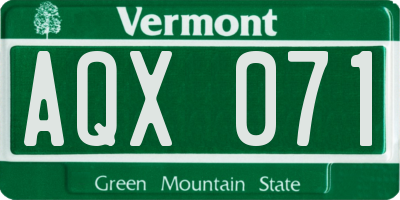 VT license plate AQX071