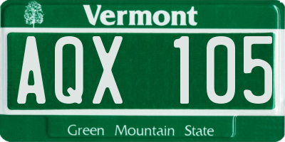 VT license plate AQX105