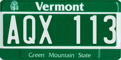 VT license plate AQX113