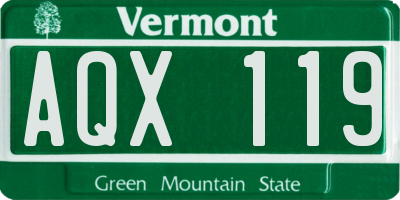 VT license plate AQX119