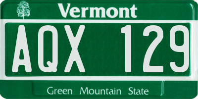 VT license plate AQX129