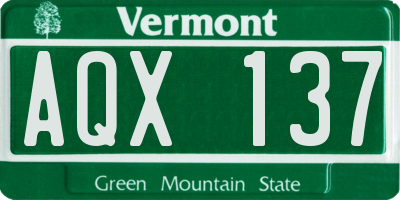 VT license plate AQX137