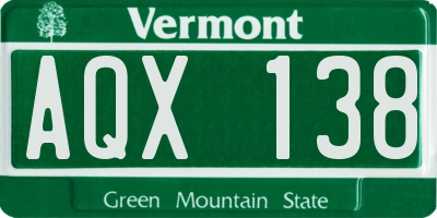 VT license plate AQX138